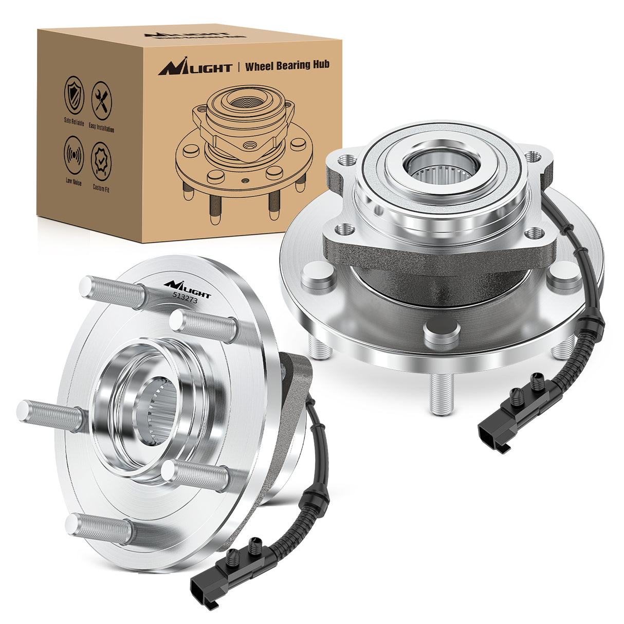 Nilight Front Wheel Hub and Bearing Assembly for Dodge Grand Caravan Chrysler Town & Country 2008 2009 2010 2011 2012 2013 2014 2015 2016, Volkswagen Routan 2009-2014 with ABS&5-Lug, OEM 513273