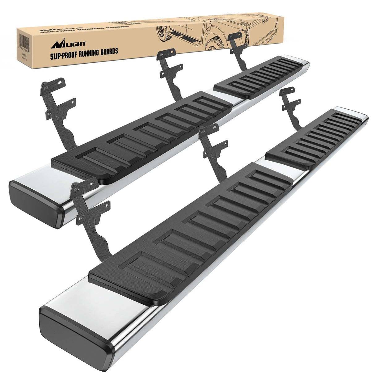 Running Board Running Boards for 2015 2016 2017 2018 2019 2020 2021 2022 2023 2024 2025 Ford F-150 SuperCrew Cab 2017 2018 2019 2020 2021 2022 2023 2024 2025 Ford F250 F350 Super Duty Crew Cab 6 Inch Stainless Steel Bolt-on Side Step Nerf Bars