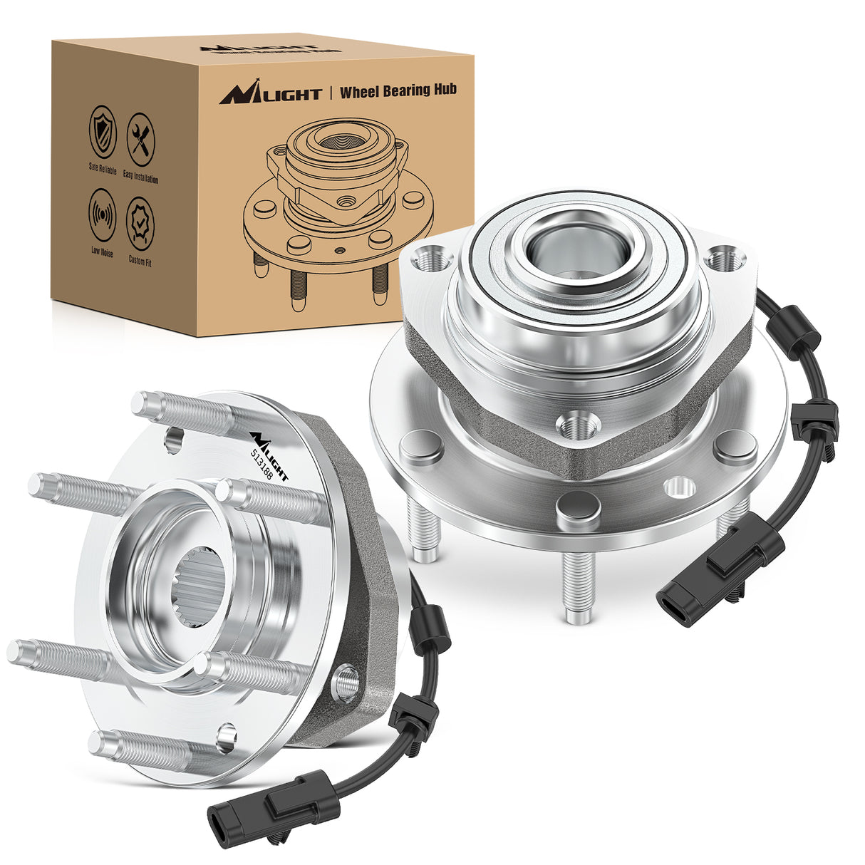 Nilight Front Wheel Hub and Bearing Assembly for Chevrolet Malibu 2004-2006 2007-2011 2012, HHR & Cobalt 2008-2010, Pontiac G6 2005-2010, Saturn Aura 2007-2009 with ABS & 5-Lug, OEM 513214