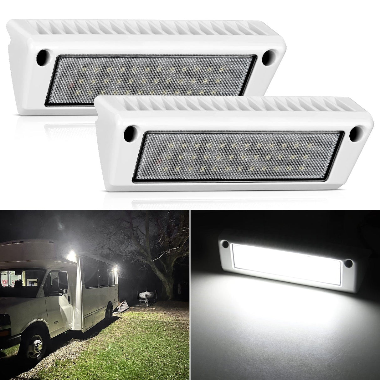 Area Lights RV Exterior Light 2PCS 9 Inch White Beam Porch Lights White Aluminum