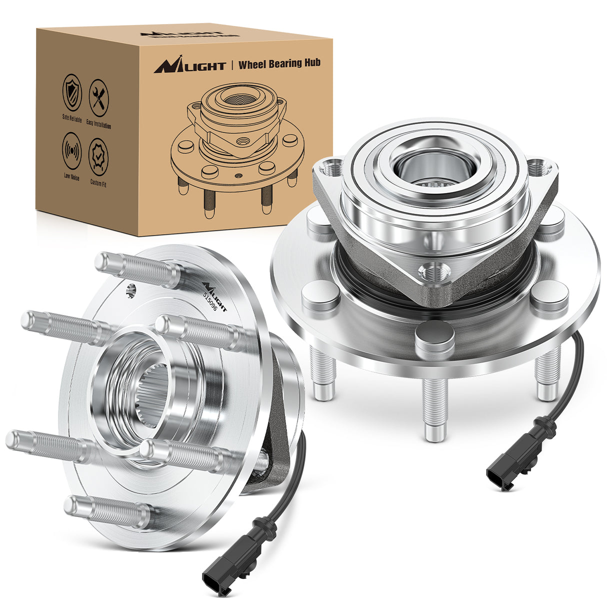 Nilight Wheel Bearing and Hubs Assembly Set for Chevy GMC Silverado Suburban Sierra Yukon XL 1500 Tahoe Avalanche Cadillac Escalade ESV EXT 2007 2008 2009 2010 2011 2012 2013 with 6-Lug, OEM 515096