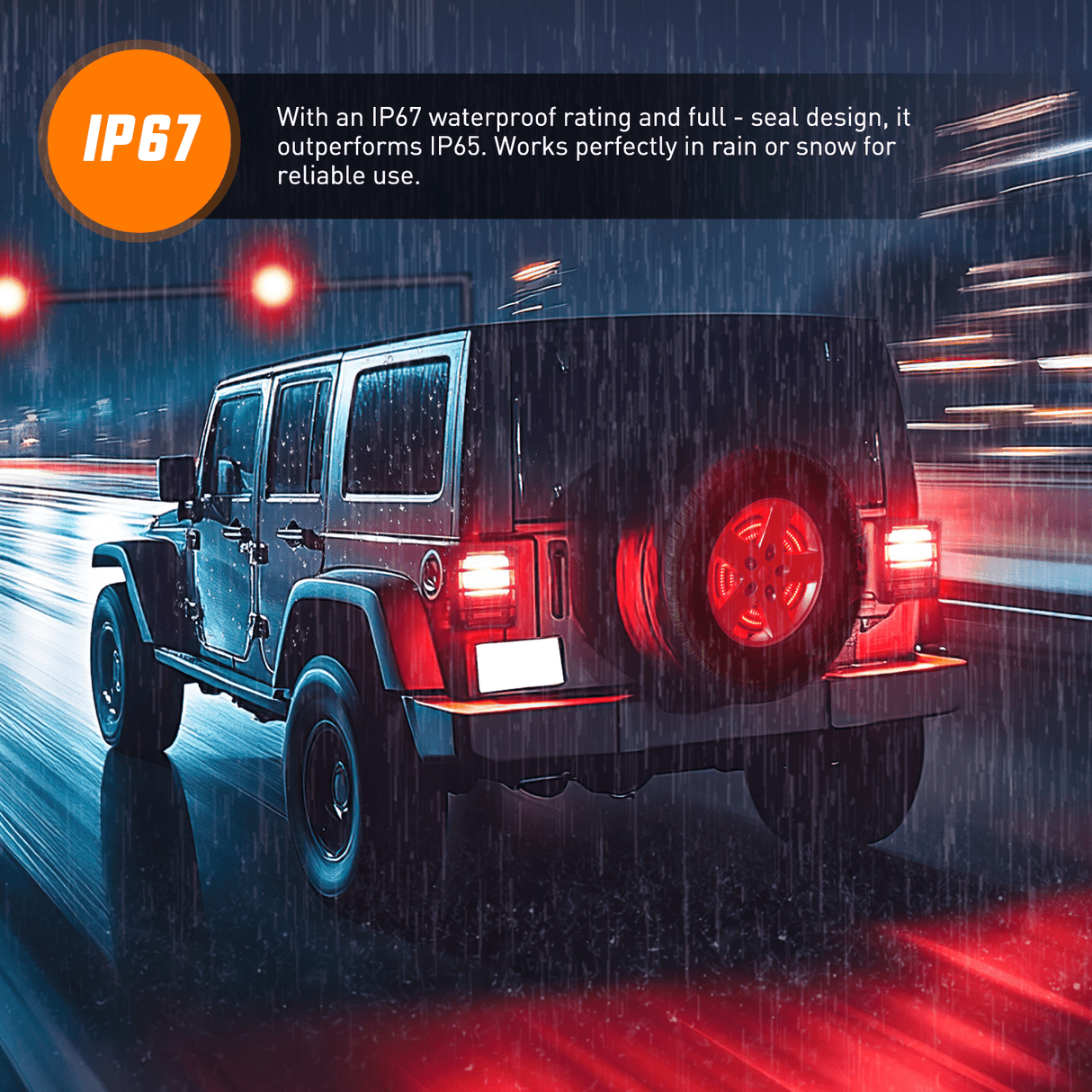 Tail Brake Turn Reverse Lights Spare Tire Brake Light Red Double Row LED Ring 3rd Third Stop Rear Wheel Lights Plug and Play Fit for 2007-2017 Jeep Wrangler JK JKU