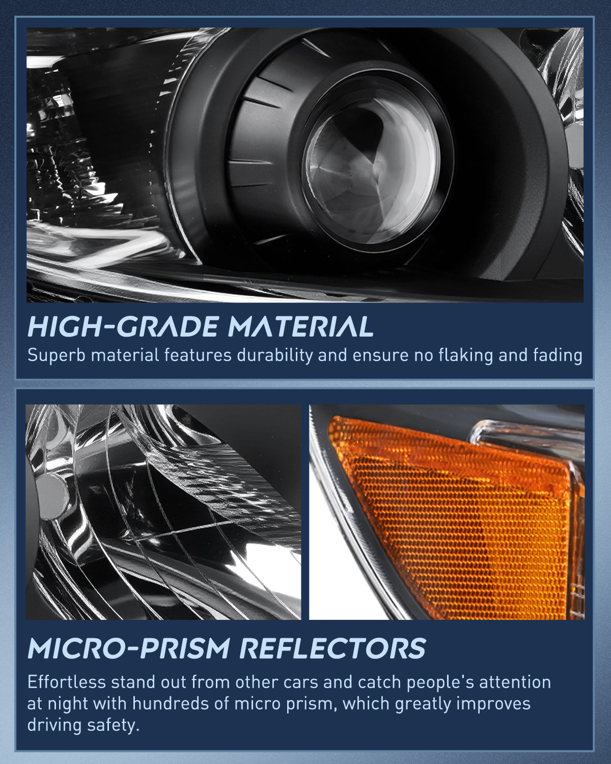 Nilight Headlight Assembly Compatible with 2011 2012 2013 2014 2015 2016 2017 2018 2019 2020 Toyota Sienna Black Housing Amber Reflector Clear Lens Headlights Replacement