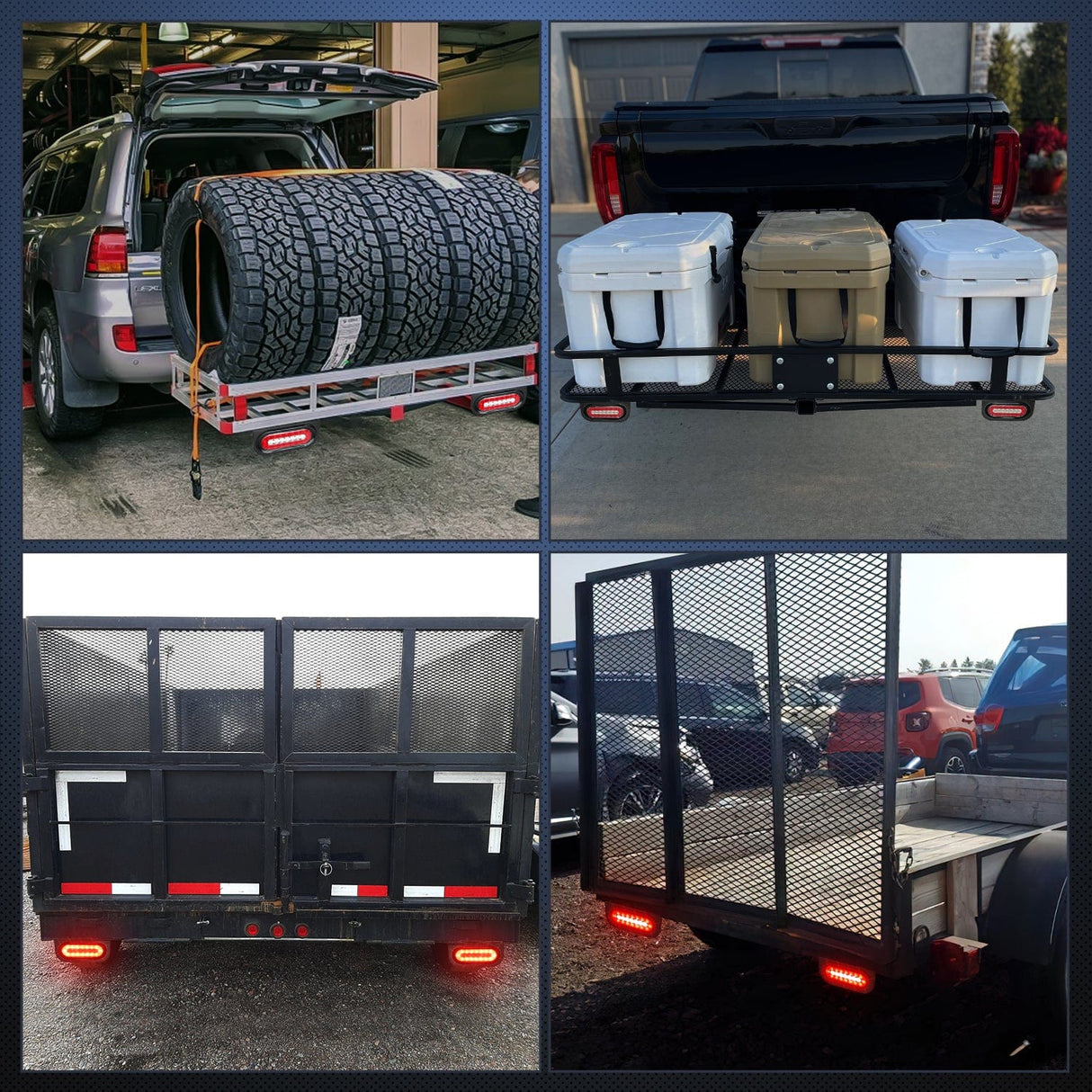 Tail Brake Turn Reverse Lights 6Inch Red White Oval Tail Light w/ Mounting Bracket (Pair)