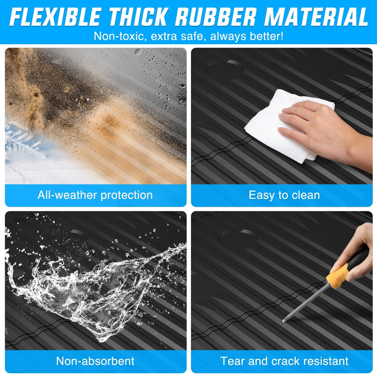 trunk 6.6ft Rubber Short Trunk Bed for 007-2019 Silverado/Sierra 2500 3500HD & 1500 2007-2018, TPE Heavy-Duty Pick-up Bed Liner for Chevy GMC Accessories, Anti-Slip Texture, All Weather Protection