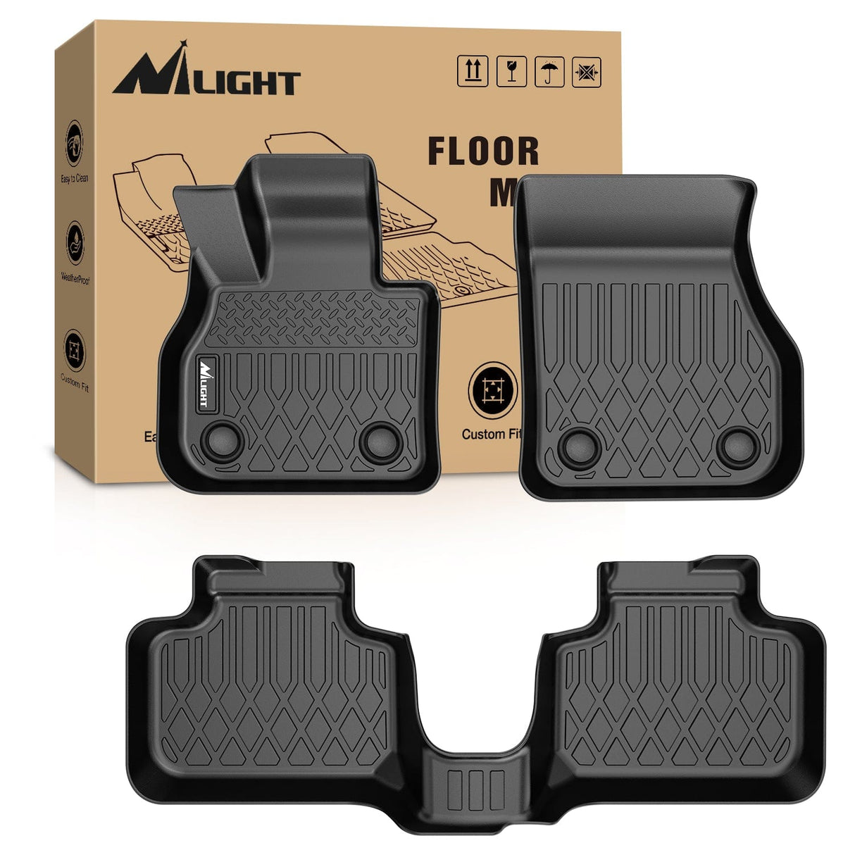 Floor Mat TPE Floor Mats for Mini Countryman F60 (Not for Manual Transmission) 2017 2018 2019 2020 2021 2022 2023 2024 All Weather Custom Fit Heavy Duty Floor Liners