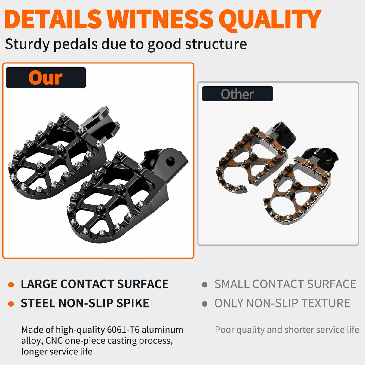 Motorcycle Foot Pegs Motorcycle Foot Pegs Dirt Bike Footpegs Fit for Surron Light Bee X/S E Ride Pro SS CRF150F CRF230F CRF250F X160 X260 KDX200 XR125L XR150L Heavy Duty CNC Foot Rests Pegs Pedal w Springs, Black