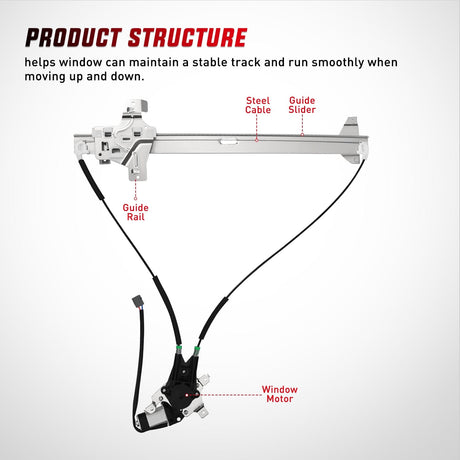 Window Regulator 741-586 Window Regulator/Motor Front Driver Side Compatible with 2003-2014 Ford E150 E250 Econoline E350 E450 E550 Super Duty 2004 2005 2006 2007 2008 2009 2010 2011 2012 2013 2014