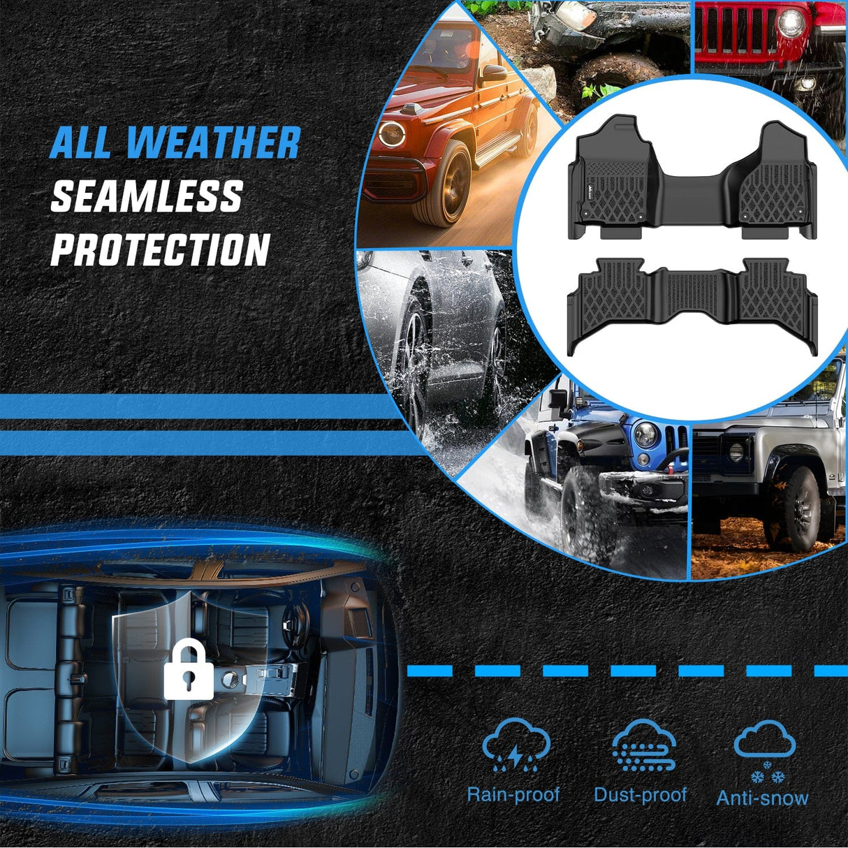 Floor Mat TPE Floor Mats for Dodge Ram 1500 Quad Cab 2013-2018, Dodge Ram 1500 Classic Quad Cab 2019 2020 2021 2022 2023 2024 (NOT for New Body) All Weather Custom Fit Heavy Duty Floor Liners