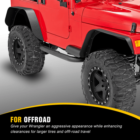 Fender Off-Road Fender Flares Kit Compatible with 1997 1998 1999 2000 2001 2002 2003 2004 2005 2006 Wrangler TJ & LJ
