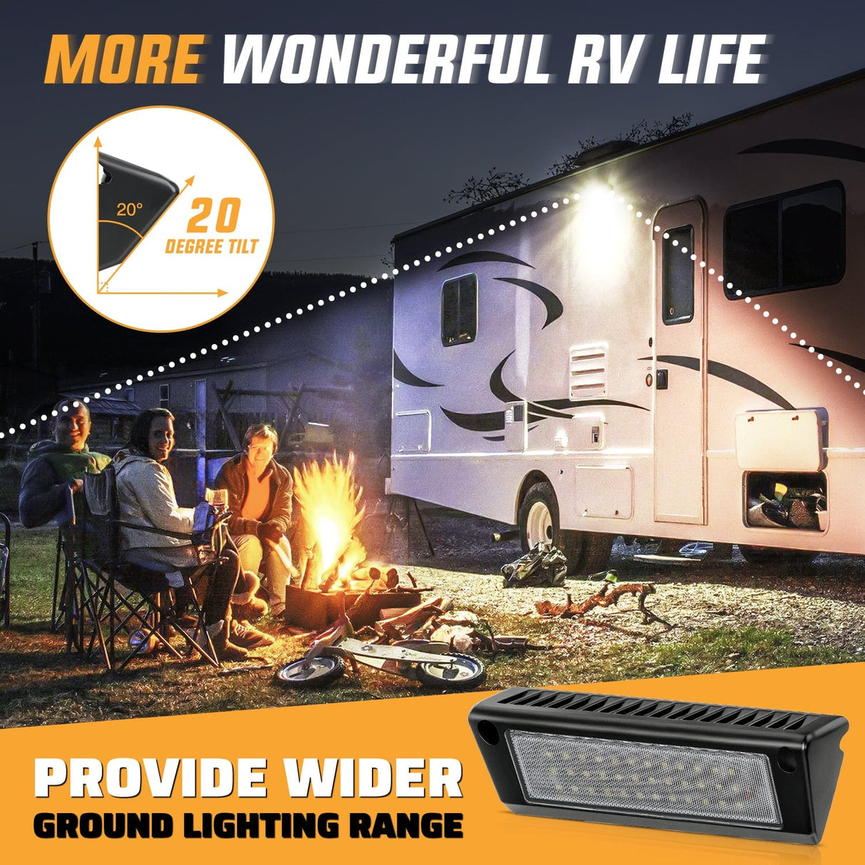 Area Lights RV Exterior Light 2PCS 9 Inch White Beam Porch Lights Black Aluminum