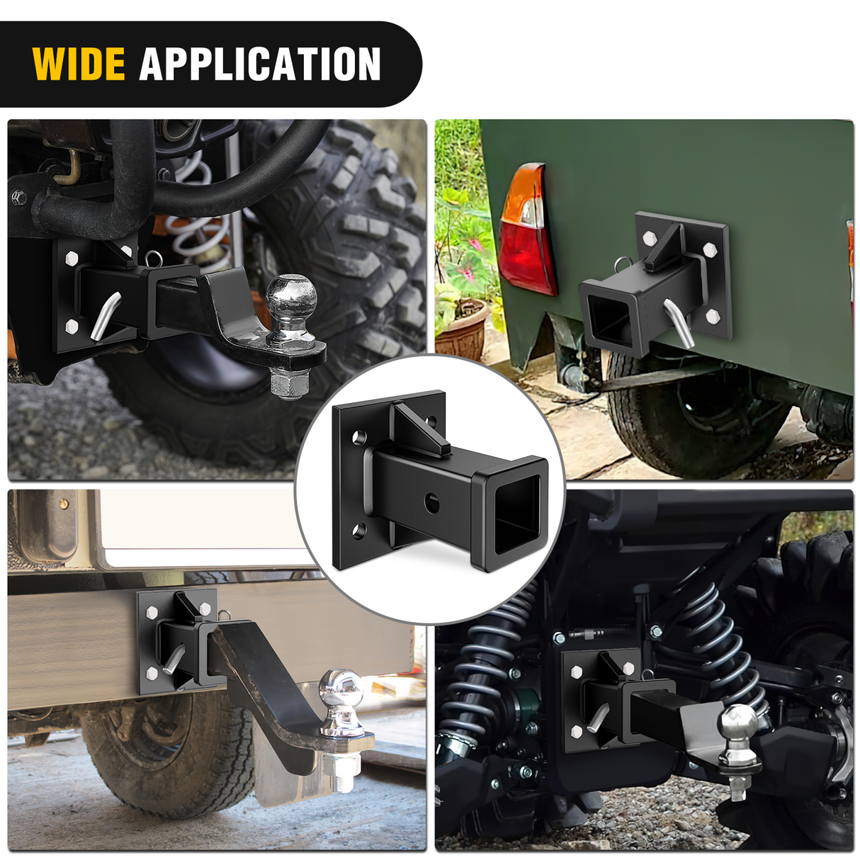 Nilight Bolt-On Receiver Tube Adapter 2 Inch Openning Bumper Trailer Hitch Receiver Universal Towever Hitch Extender Hitch Accessories for Tractor Lawn Mower Utility Trailer, 2 Years Warranty