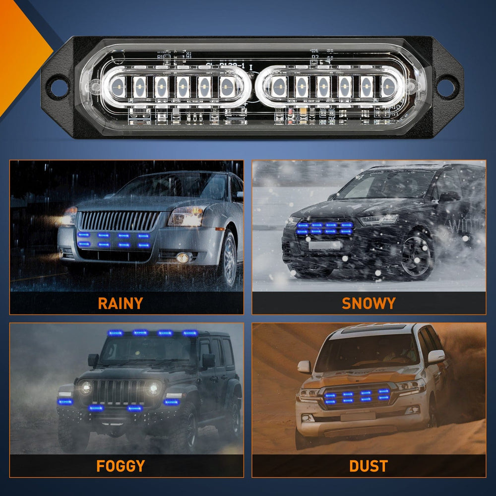 Surface Mount Strobe Lights 8PCS 12LED Blue Emergency Strobe Lights