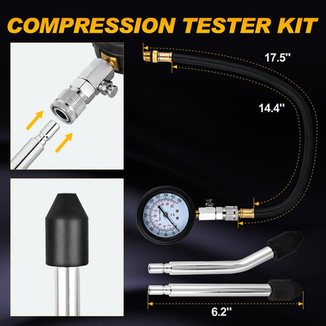 inflator 8PCS Petrol Gas Engine Cylinder Compression Tester Kit