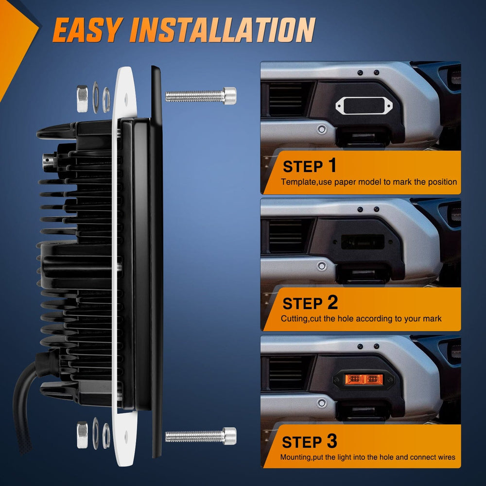 LED Work Light 7Inch 40W Flush Mount Amber Flood LED Work Light (Pair)