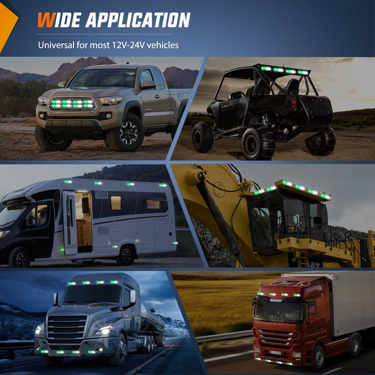 Surface Mount Strobe Lights 8PCS 12LED Green White Emergency Strobe Lights