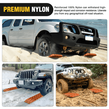 Traction Boards Off-Road Recovery Traction Boards For 4WD 4X4 with 2PCS Mounting kit Zipper Bag 2 leashes (Orange)