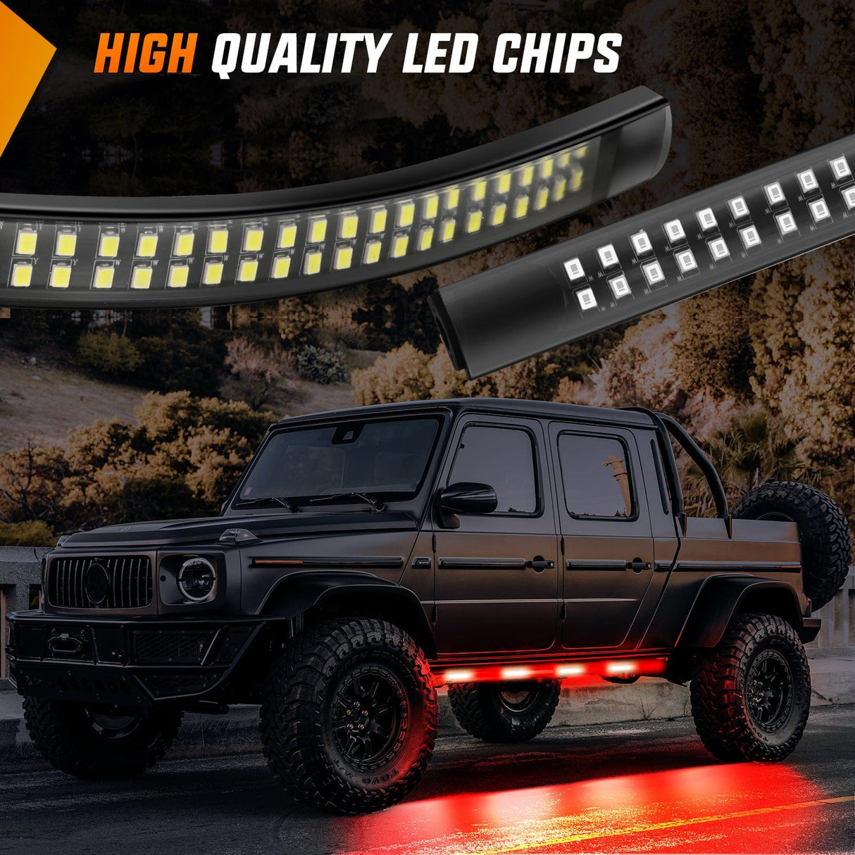 Led light Strip 2PCS 70 Inch Emergency Strobe Light Strip 1125 LED Running Board Lights Red White Flexible Side Flashing Warning Caution Safety Waterproof for Truck Construction Vehicles Pickup