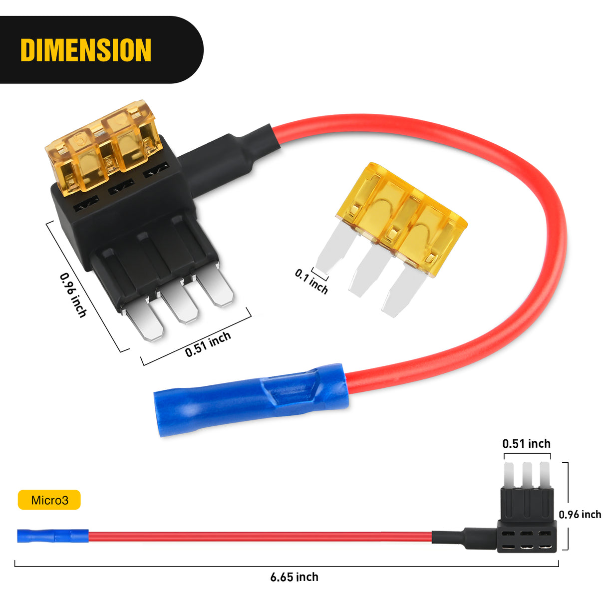 Nilight 2 Pack Micro 3 Fuse Tap Add-a-Circuit Blade Style Expandable Circuit Tap Adapter Powers 12 Volt Underbody Underglow Interior Lights & Accessories 3Pcs 5A Fuses Included