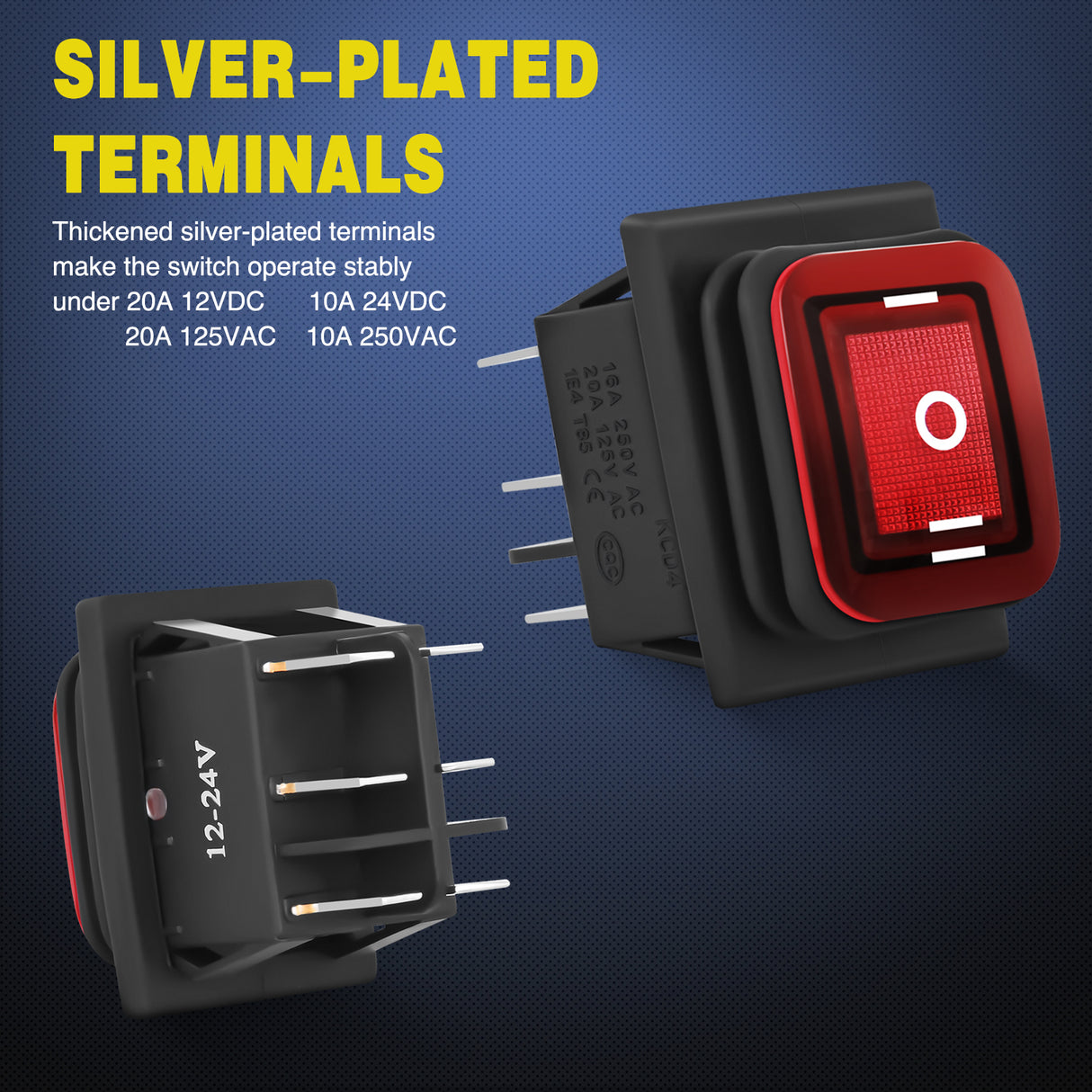 Nilight 6Pin On Off On Rocker Switch 2PCS Red LED Lighted IP67 Waterproof DPDT 3 Position Latching 20A 12VDC 125VAC Motor Toggle for Car Boat Automotive Vehicles