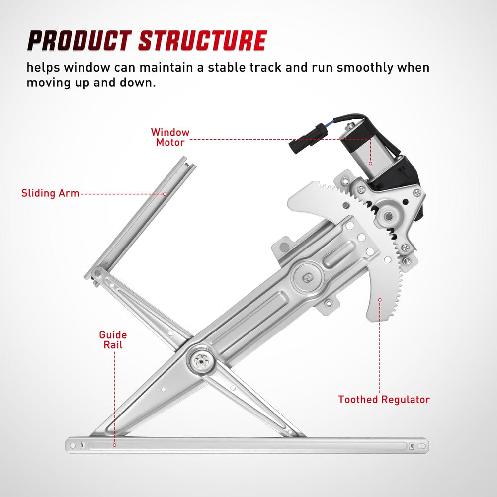 Window Regulator Front Driver Window Regulator with Motor, Compatible with Chevy Colorado/GMC Canyon 2004 2005 2006 2007 2008 2009 2010 2011 2012, Power Window Lift Motor Assembly, OE Replacement, 741-014