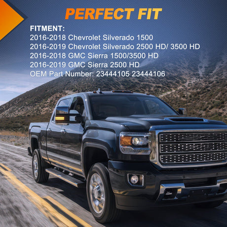 Signal Light 2016 2017 2018 2019 Chevy Silverado GMC Sierra 1500 2500HD 3500HD Side Mirror Marker Light