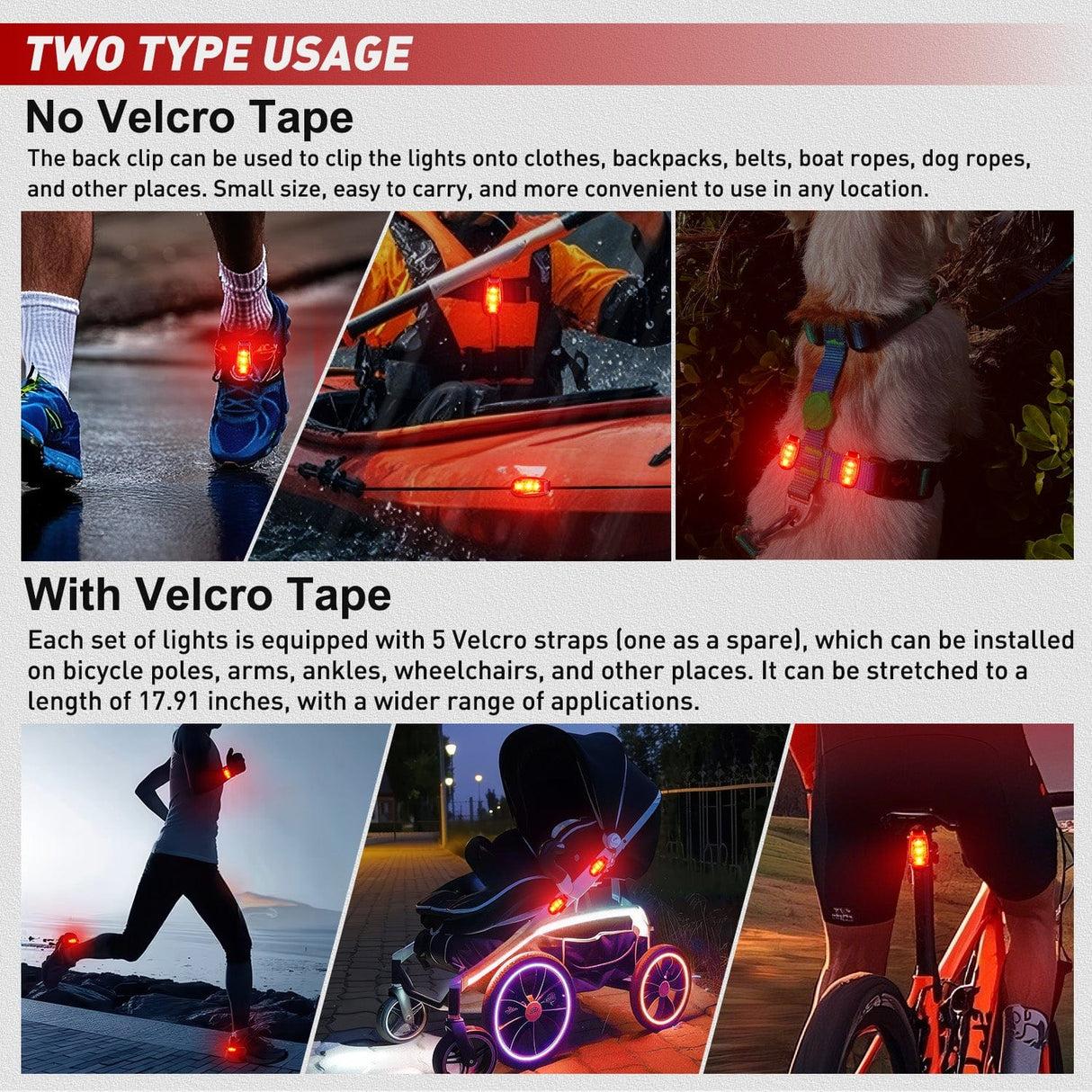 LED Safety Light LED Safety Light 4PCS Red Marine Navigation Bike Tail Lights Three Modes Waterproof Reflective Gear Clip On Flash Strobe Indicator Lamp for Night Boating Fishing Cycling Jogging
