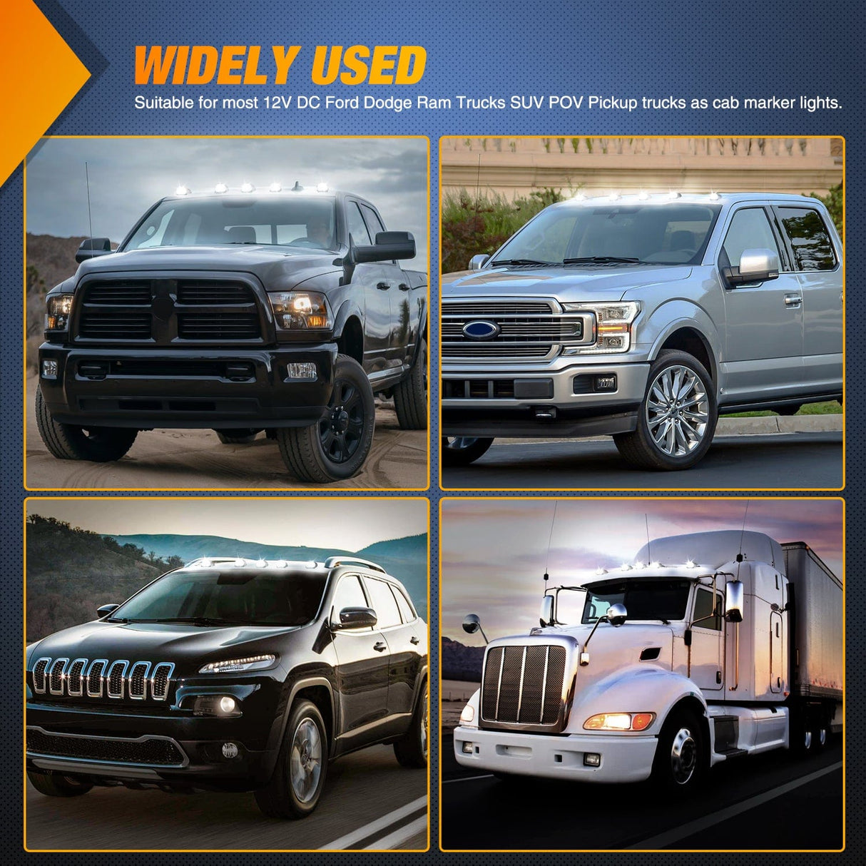 Roof Marker Light 5PCS 16LED White Cab Roof Marker Light