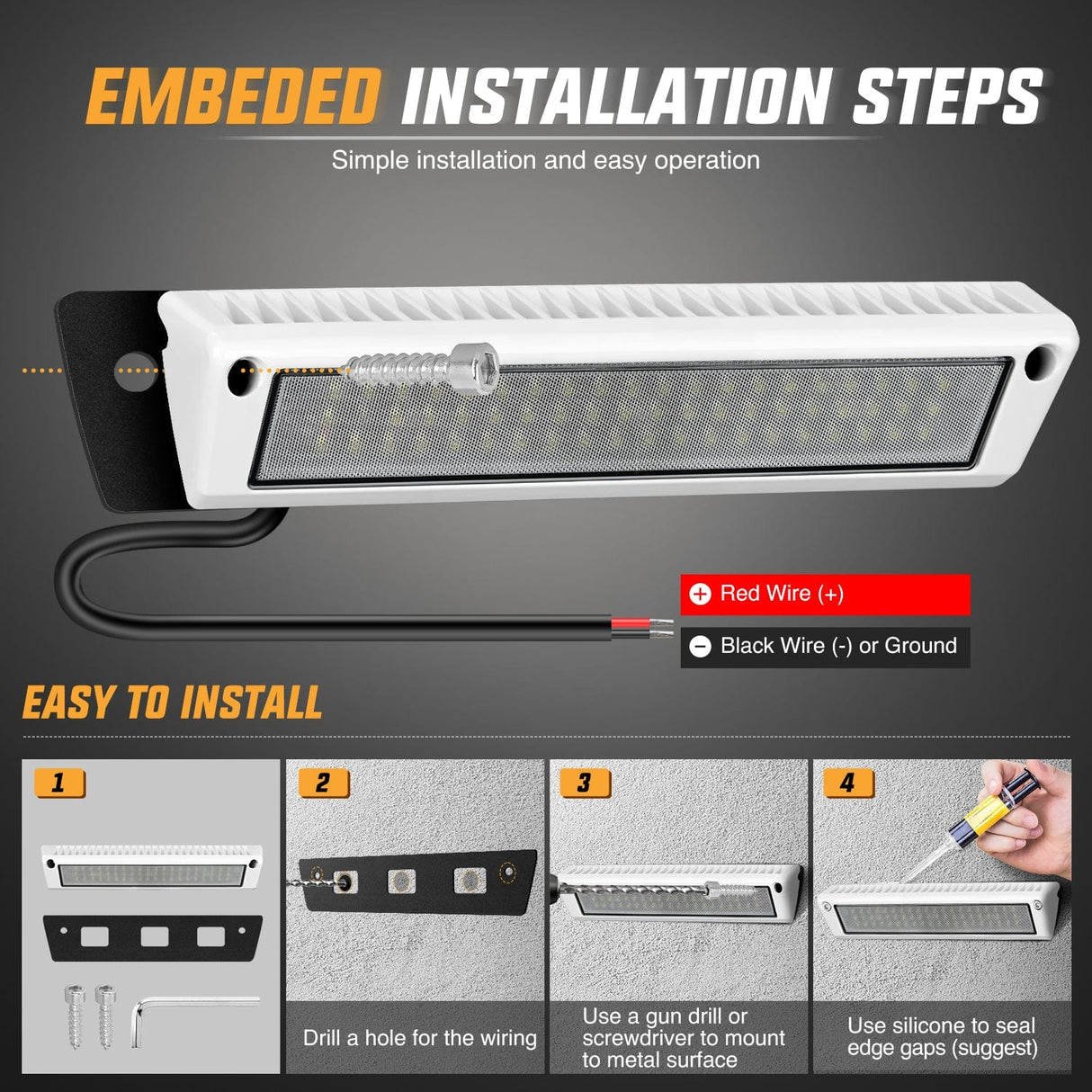 Area Lights RV Exterior Light 13 Inch White Beam Porch Lights White Aluminum