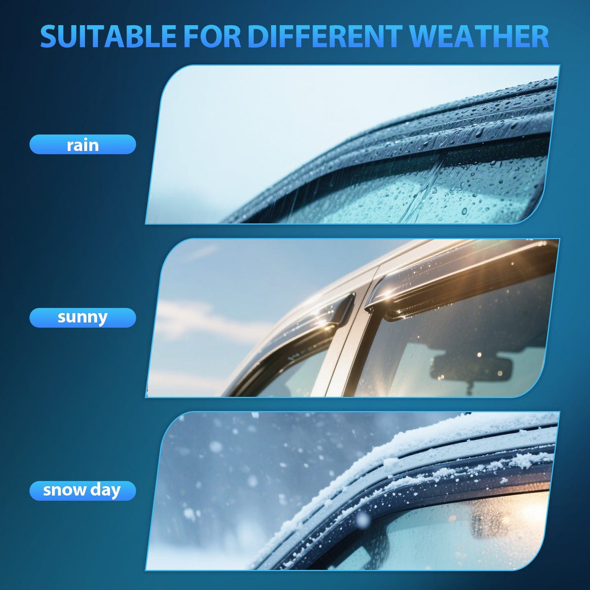 Rain Guards Tape-On Rain Guards for Ford Fusion 2013 2014 2015 2016 2017 2018 2019 2020, Window Visors Vent Wind Deflectors-4PCS