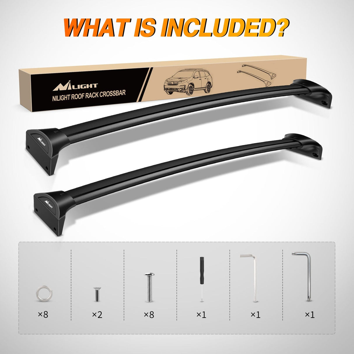 Roof Rack Aluminum Roof Rack Cross Bars Fit for Honda Pilot 2016 2017 2018 2019 2020 2021 2022 LX EX EX-L with Flush Rails Fixed Point