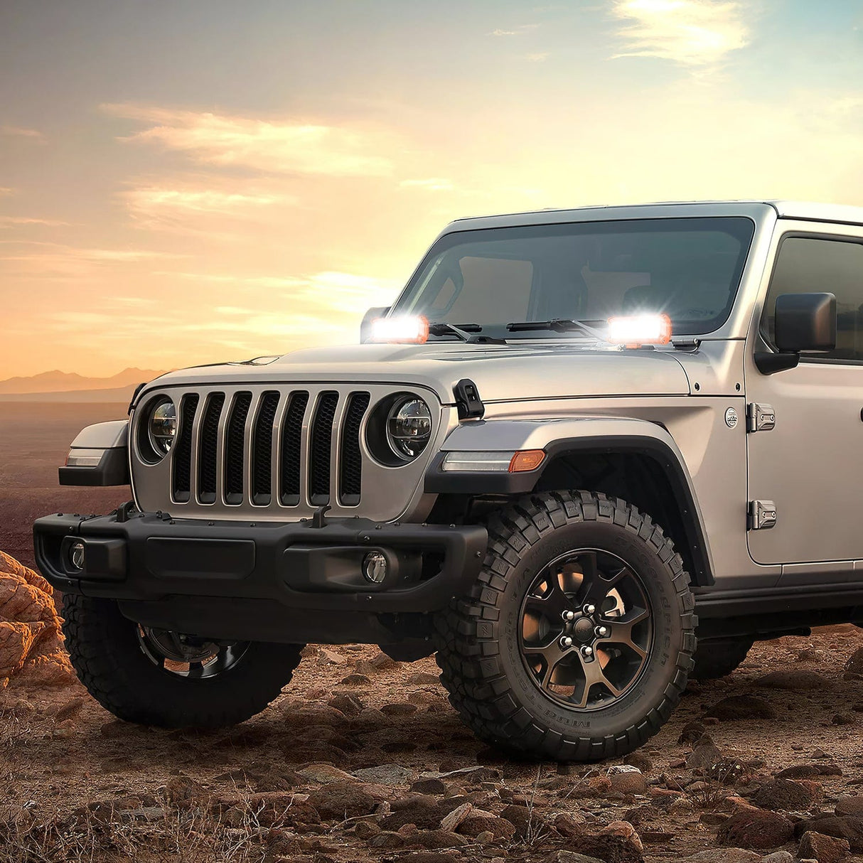 LED Work Light 2pc 6.5 Inch 120W Spot Flood Combo Orange Case Led Light Bar