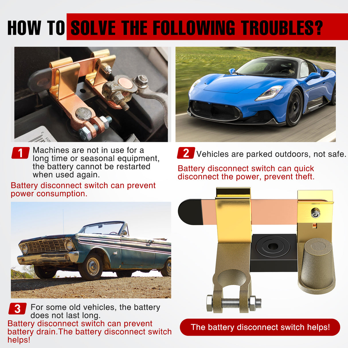 Nilight Top Post Knife Blade Master Switch 12V 24V 250A Battery Negative Disconnect Shut Off Kill Power Isolator for Car Truck Marine RV Vehicle and Electrical Equipment