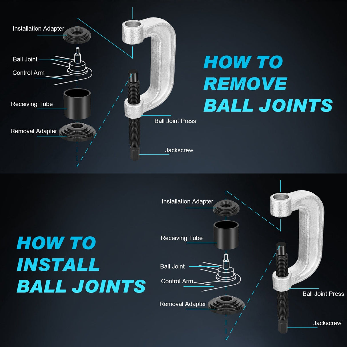 Ball Joint Press 10PCS Ball Joint Press Kit 4x4 Adapters