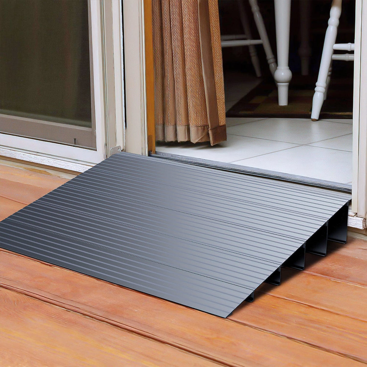 Curb Ramp Door Threshold Ramp 5inch Rise Portable Aluminum Wheelchair Door Transition Entry Ramps for Doorways Home Steps