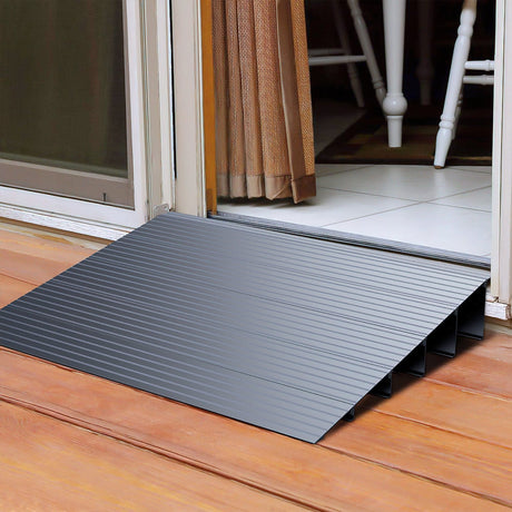 Curb Ramp Door Threshold Ramp 5inch Rise Portable Aluminum Wheelchair Door Transition Entry Ramps for Doorways Home Steps