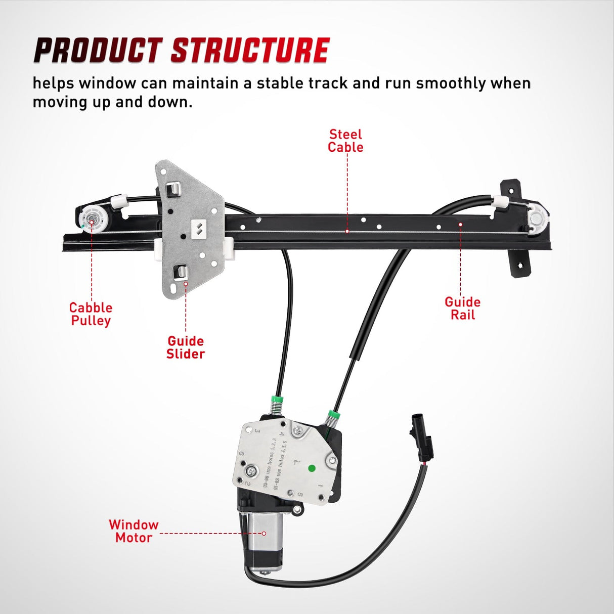 Window Regulator 741-649 Power Window Regulator and Motor Front Driver Side Compatible with Dodge Dakota 2000 2001 2002 2003 2004,Dodge Durango 1998 1999 2000 2001 2002 2003,Front Left Side