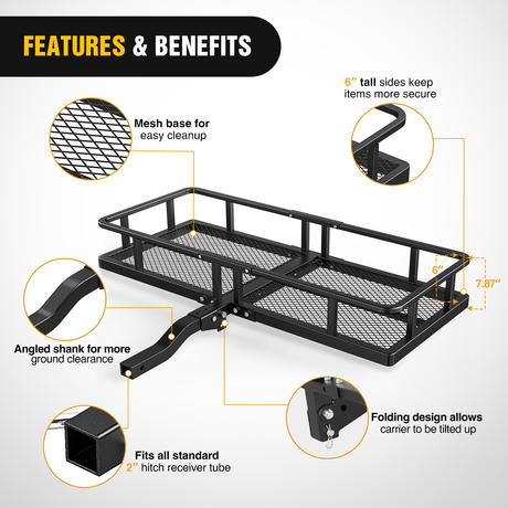 Cargo Carrier 60 x 20 x 7.87 Inch Hitch Cargo Carrier Set