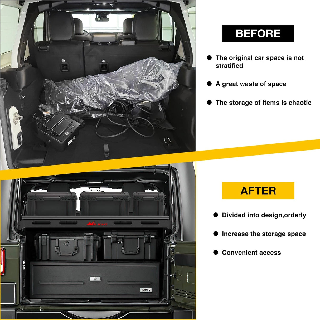 Accessories Interior Storage Rear Trunk Cargo Rack Basket Tray Interior Storage Luggage Carrier for 2007-2025 Wrangler JK JKU & JL JLU Unlimited 4-Door Hardtops