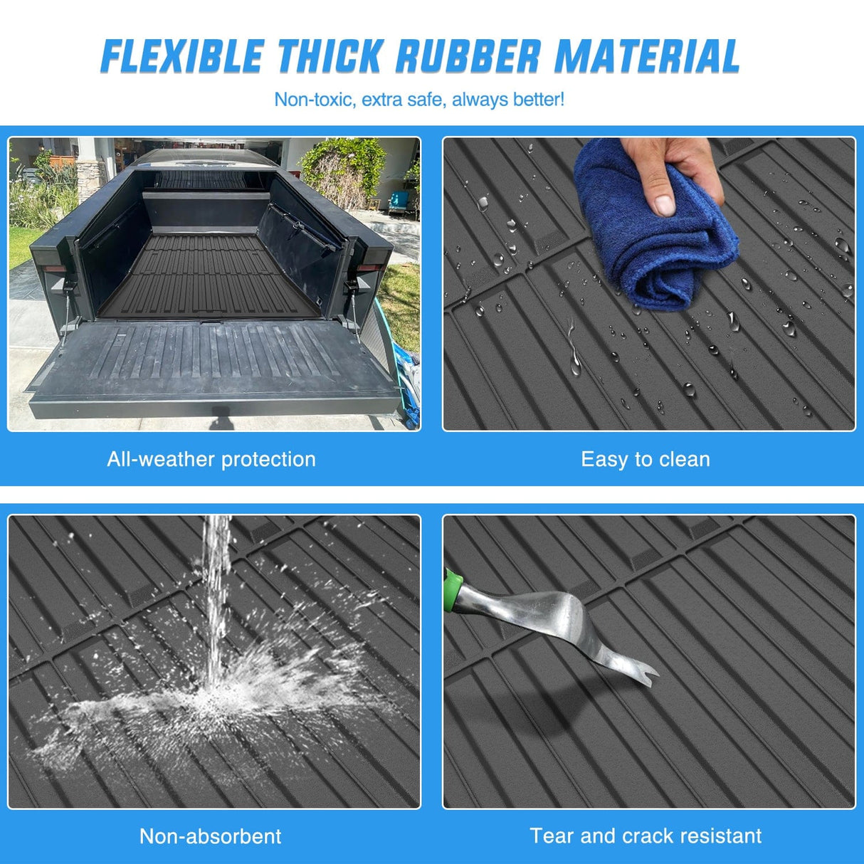 trunk Truck Bed Mat for Tesla Sybertruck 2023 2024 2025 6FT, 3D Anti-Slip, Thick and Durable, All Weather Custom Fit TPE Trunk Bed Liner