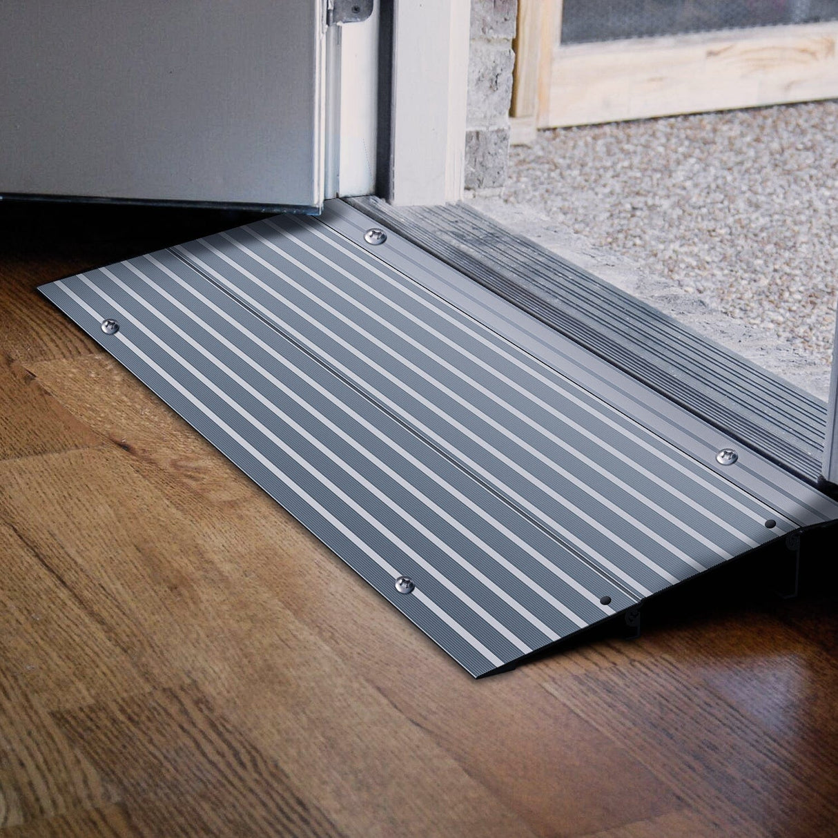 Curb Ramp Door Threshold Ramp 2inch Rise Portable Aluminum Wheelchair Door Transition Entry Ramps for Doorways Home Steps