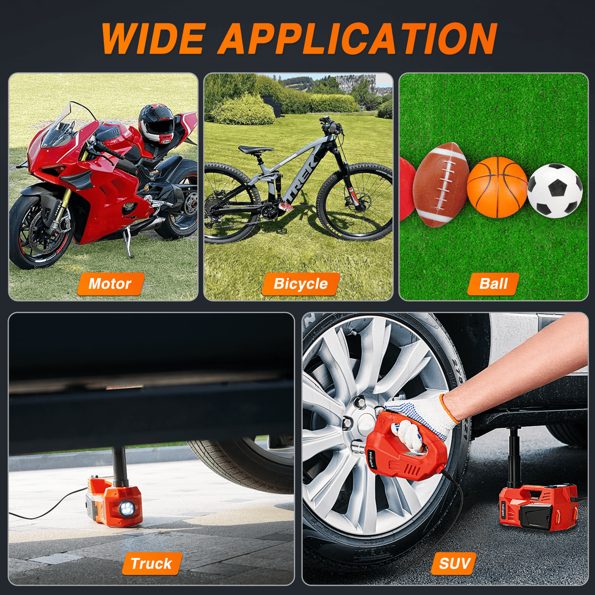 Car Jack Electric Car Jack 5 Ton 12V Hydraulic with Inflatable Pump Impact Wrench LED Light 3 in 1 Portable Floor Jack for Tire Change