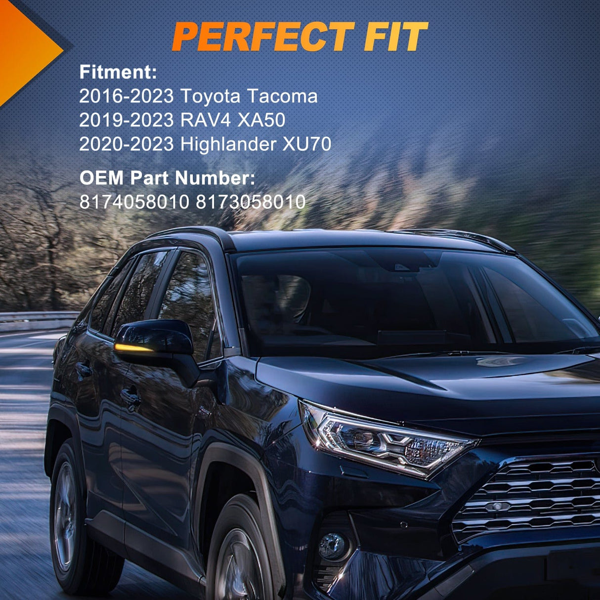 Signal Light Side Mirror Marker Light for 2016 2017 2018 2019 2020 2021 2022 2023 Toyota Tacoma2019 2020 2021 2022 2023 RAV4 XA50 2020-2023Highlander XU70