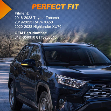 Signal Light Side Mirror Marker Light for 2016 2017 2018 2019 2020 2021 2022 2023 Toyota Tacoma2019 2020 2021 2022 2023 RAV4 XA50 2020-2023Highlander XU70