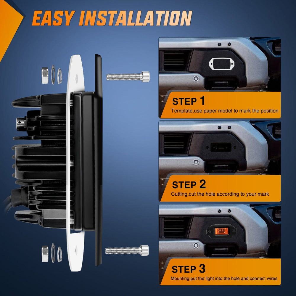 LED Work Light 4.5Inch 20W Flush Mount Amber Flood LED Work Light (Pair)