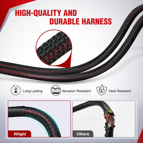 Nilight Wiring Harness Kit Nylon 12 AWG 1 Lead 12V 5Pin Rocker Switch Laser On Off Power Relay Blade Fuse for LED Light Bar Off Road Lights on Cars Jeep Boat Trucks