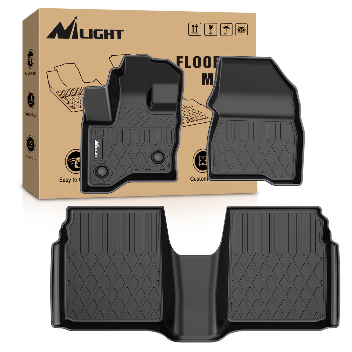Nilight Floor Mats for Ford Flex 2009 2010 2011 2012 2013 2014 2015 2016 2017 2018 2019 All Weather Custom Fit Heavy Duty Floor Liners