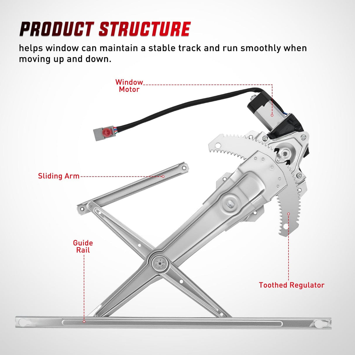 Window Regulator 741-950 Front Left Window Regulator with Motor, Compatible with 1997 1998 1999 2000 2001 Honda CR-V, Power Window Lift Motor Assembly, Driver Side, OE Replacement