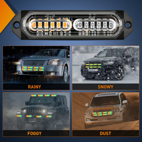 Surface Mount Strobe Lights 8PCS 12LED Amber Green Emergency Strobe Lights
