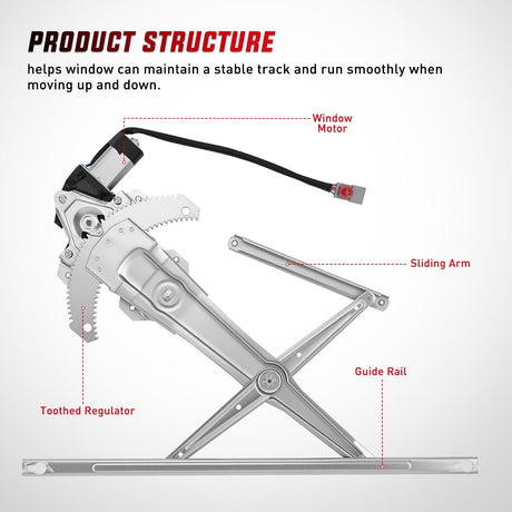 Window Regulator 741-951 Front Right Window Regulator with Motor, Compatible with 1997 1998 1999 2000 2001 Honda CR-V, Power Window Lift Motor Assembly, Passenger Side, OE Replacement